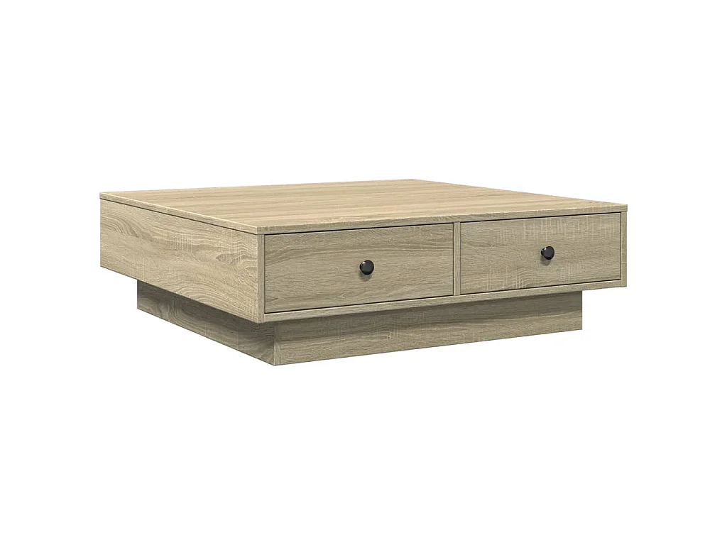 Mesa de centro de tablero de madera roble 90 × 90 × 28 cm