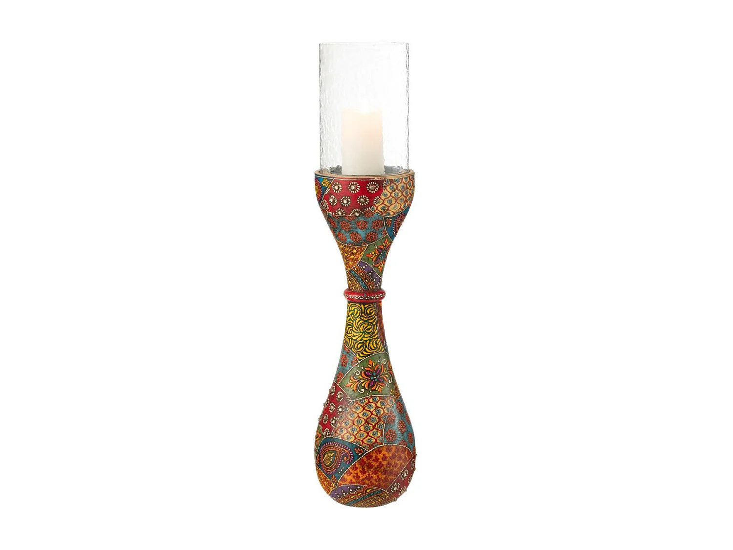 Photophore Déco en Bois "Delhi" 56cm Multicolore