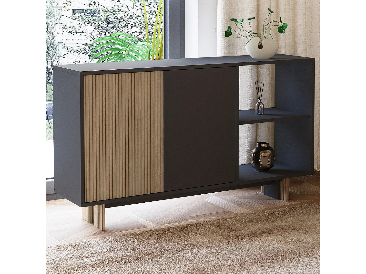 "Ravello" Houten Buffet - Antraciet Grijs - Modern Ontwerp - Ruime Opbergruimte - Hoogwaardig vakmanschap