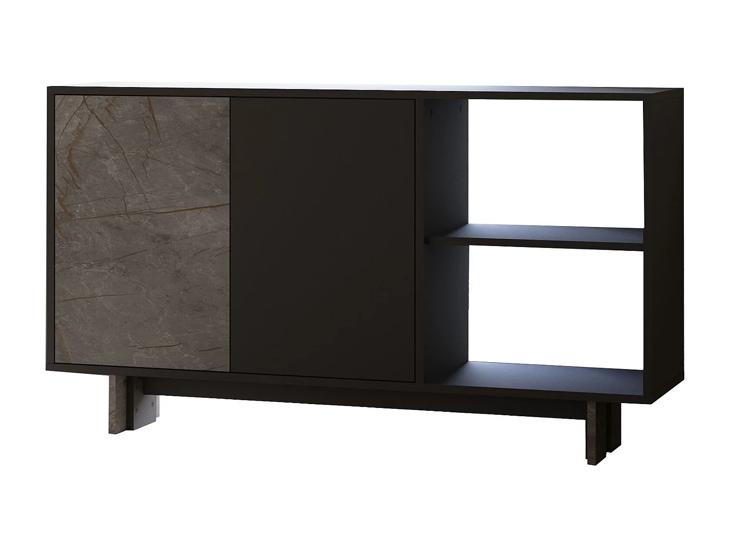 Buffet en bois "Ravello" - 140 x 35 x 80 cm - Gris anthracite marbré