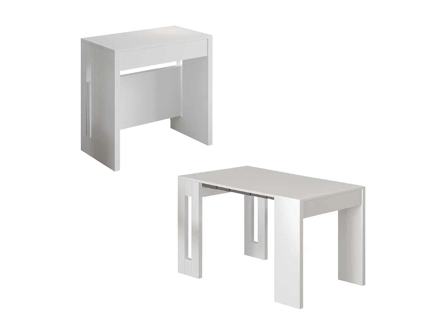 "Nivo" Uitschuifbare houten eettafel - Wit - 80 x 44 x 76 cm