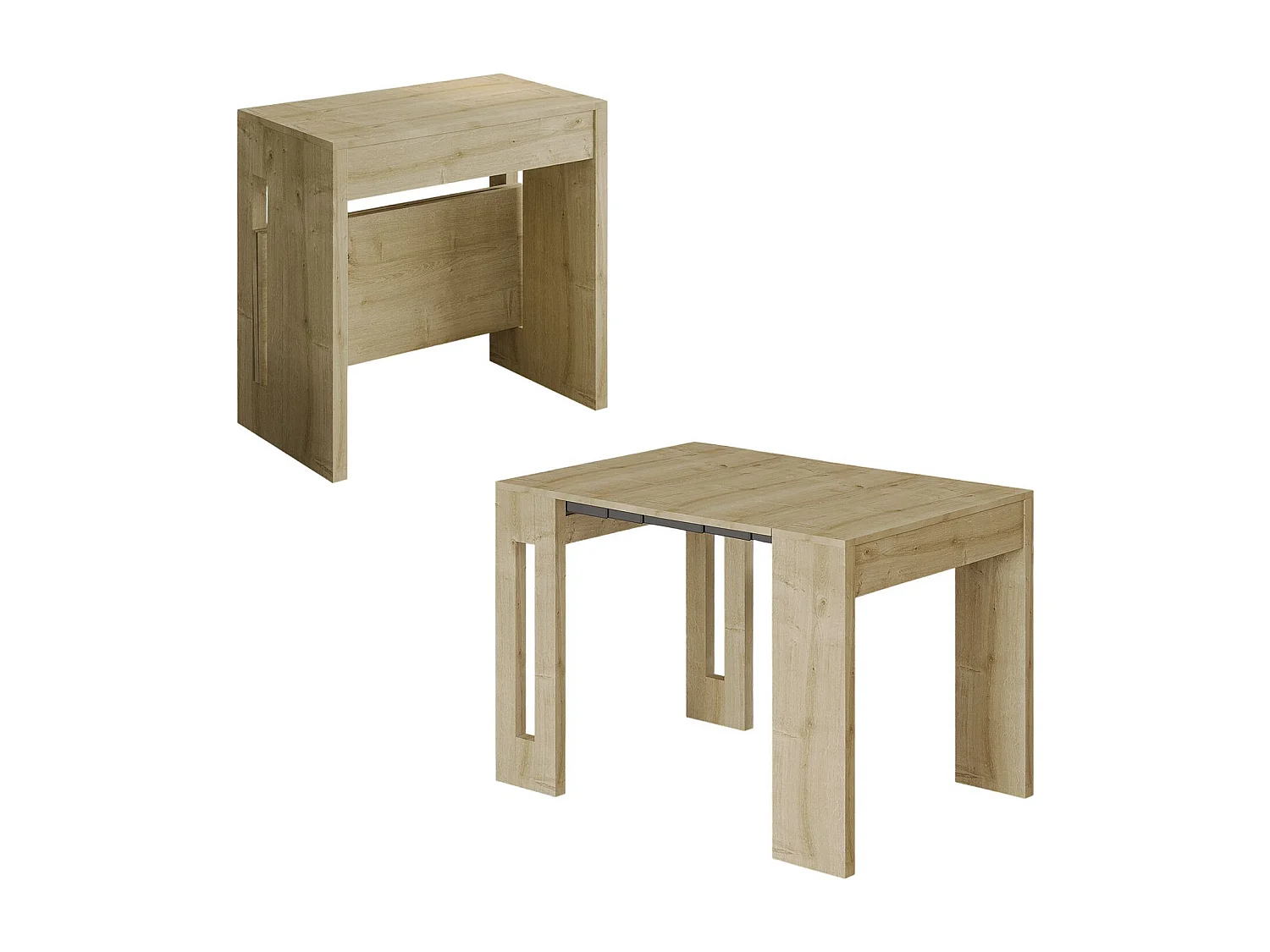 Uitschuifbare Houten Eettafel "Nivo" - Beige 80 x 44 x 76 cm