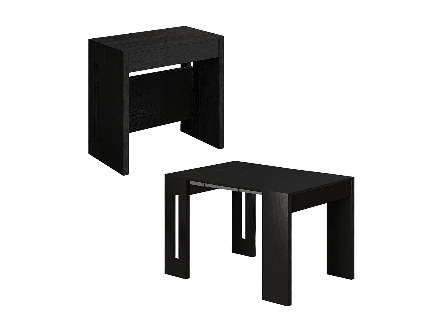 "Nivo" Uitschuifbare houten eettafel - Zwart 80 x 44 x 76 cm