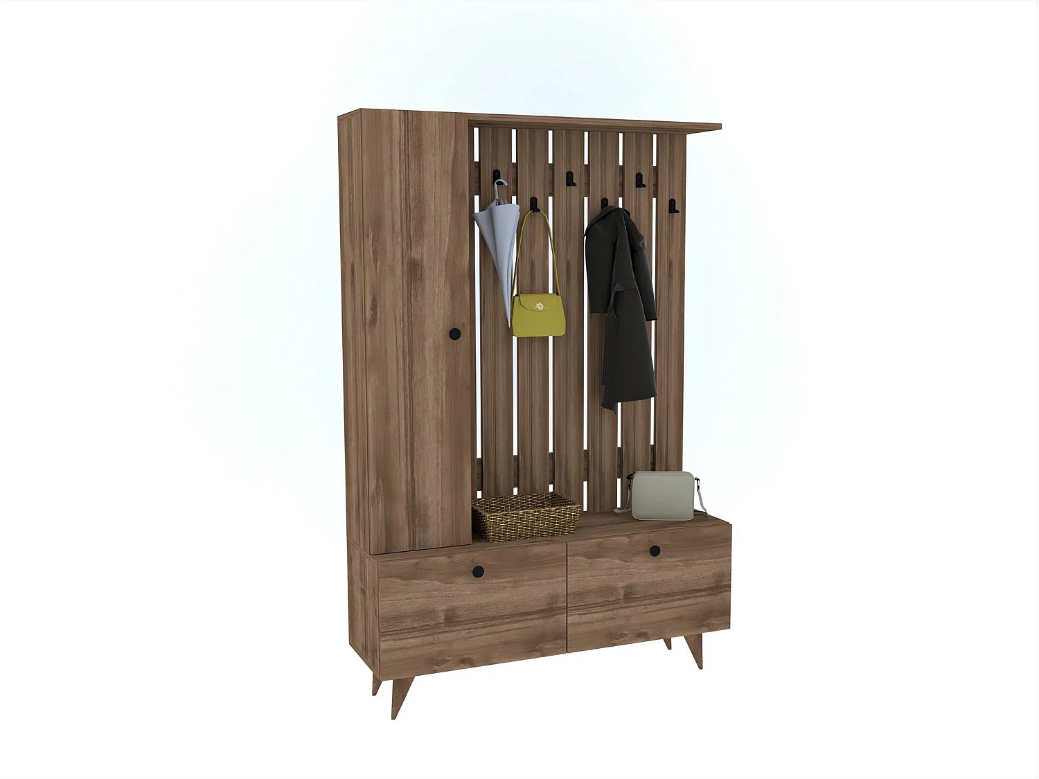Flurbücherregal – 112 cm x 170 cm x 35 cm – Walnuss – Melaminbeschichtete Spanplatte