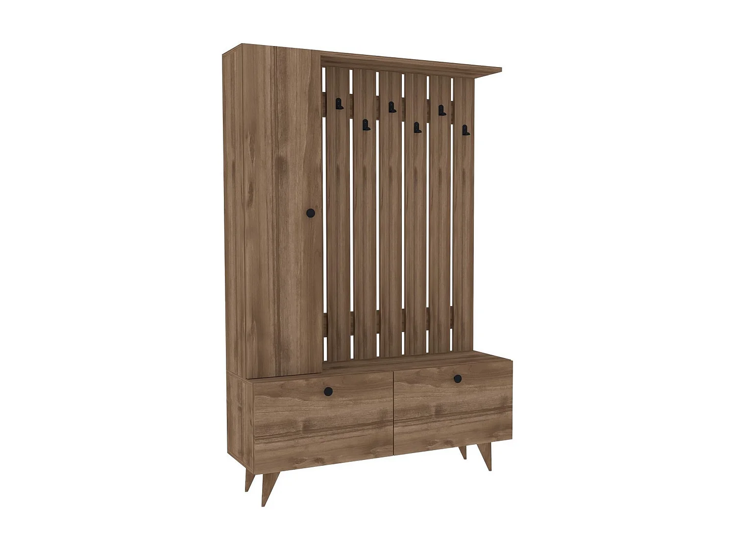 Flurbücherregal – 112 cm x 170 cm x 35 cm – Walnuss – Melaminbeschichtete Spanplatte