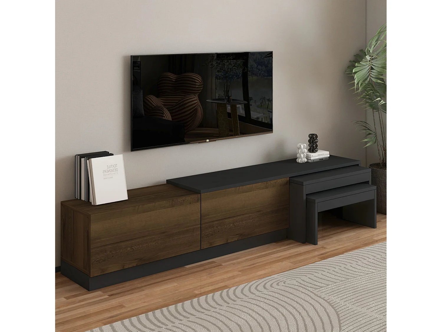 Meuble TV en bois "Nest" - 180 x 30 x 36 cm - Marron