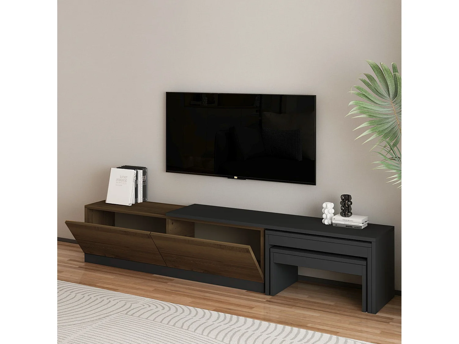 Meuble TV en bois "Nest" - 180 x 30 x 36 cm - Marron
