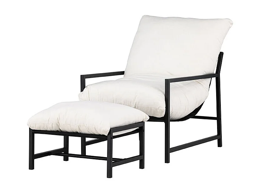 Corsofauteuil lounge avec repose-pieds noir.