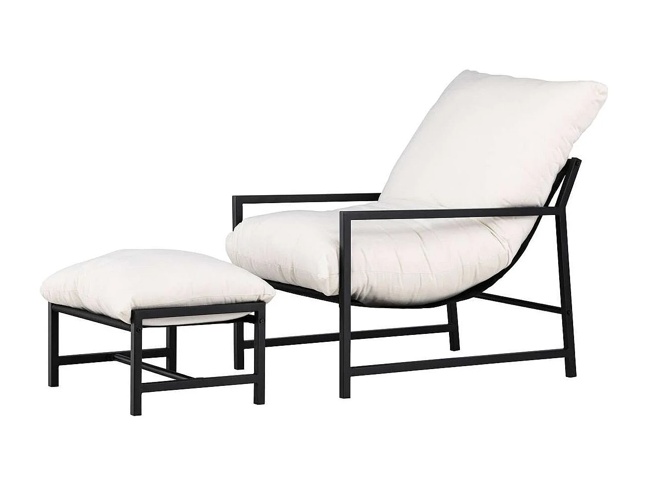Corsofauteuil lounge avec repose-pieds noir.