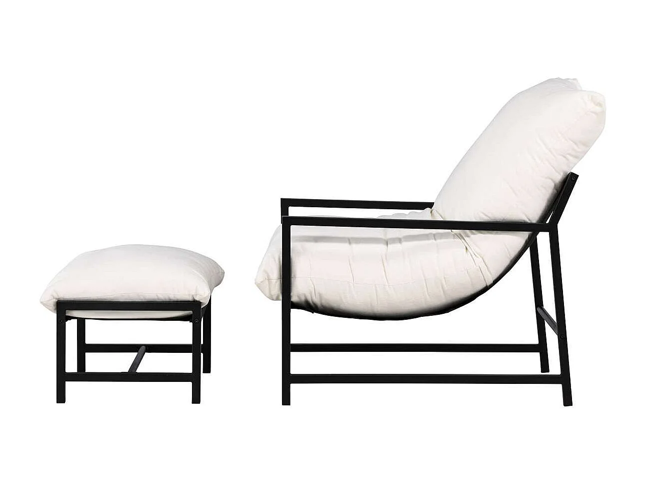 Corsofauteuil lounge avec repose-pieds noir.