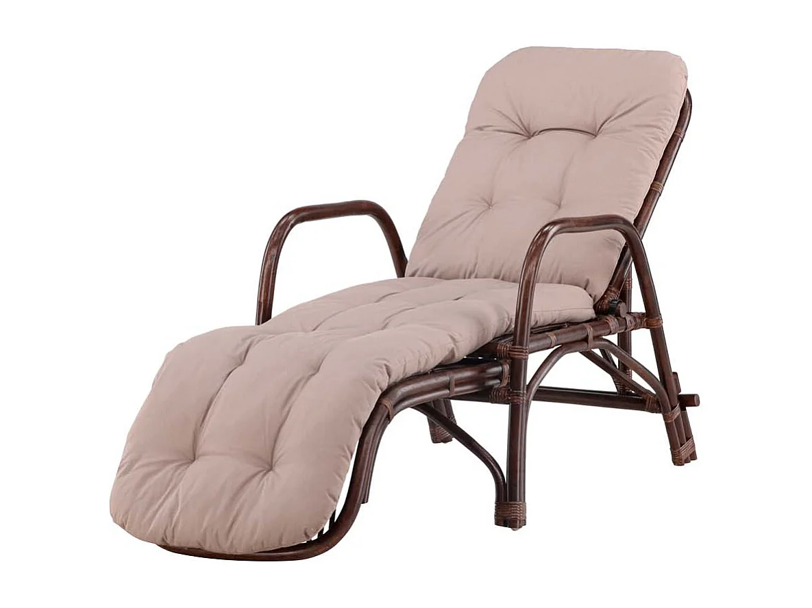 Chaise Longue en Rotin "Nella" 177cm Noyer