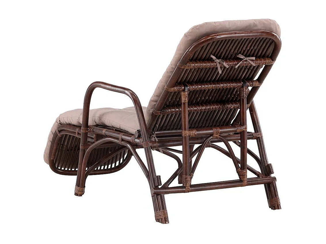 Chaise Longue en Rotin "Nella" 177cm Noyer