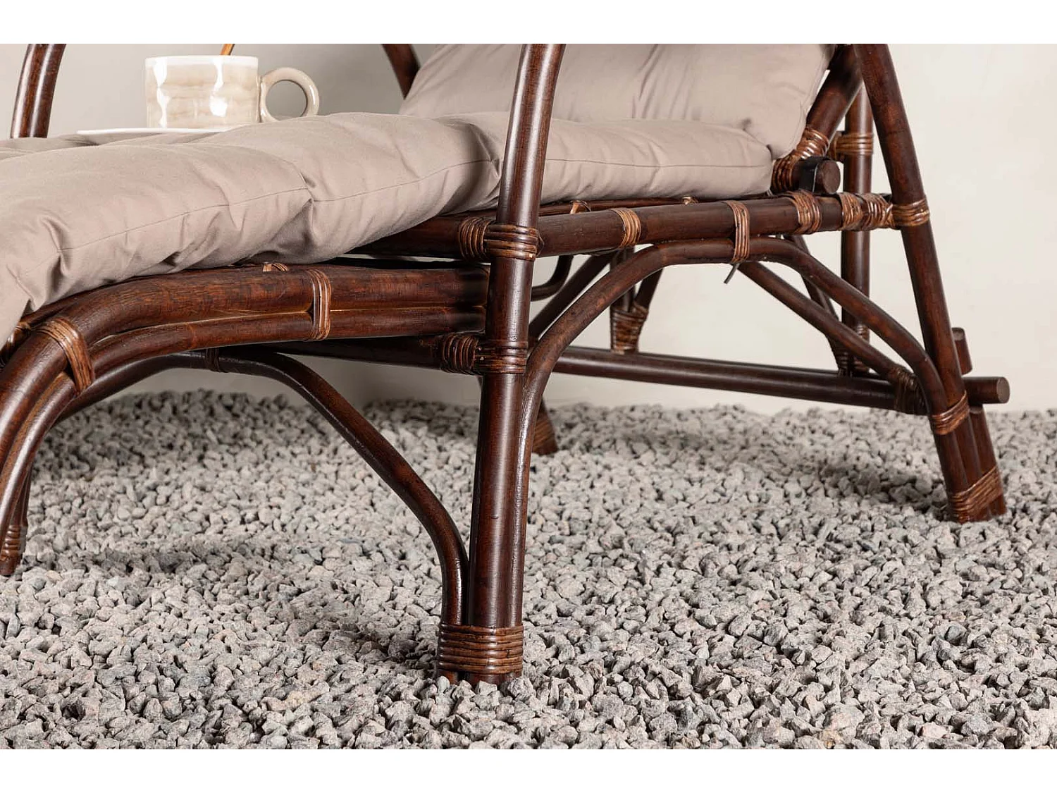 Chaise Longue en Rotin "Nella" 177cm Noyer