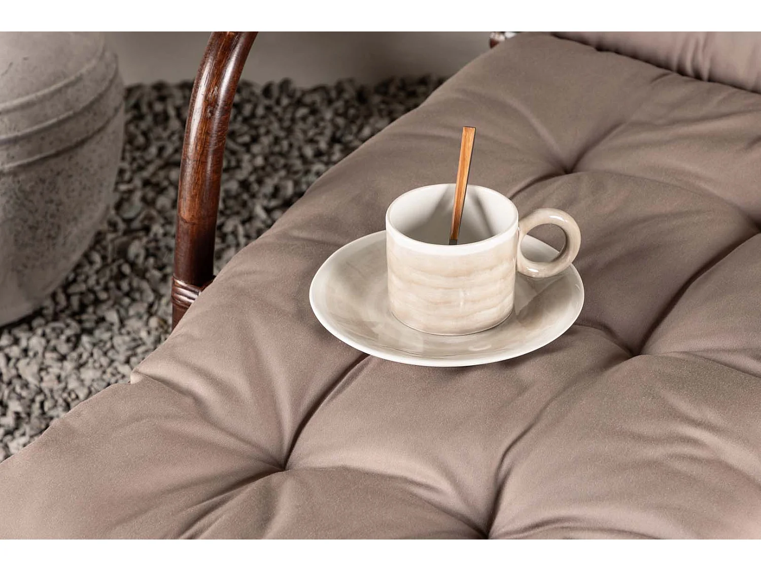 Chaise Longue en Rotin "Nella" 177cm Noyer