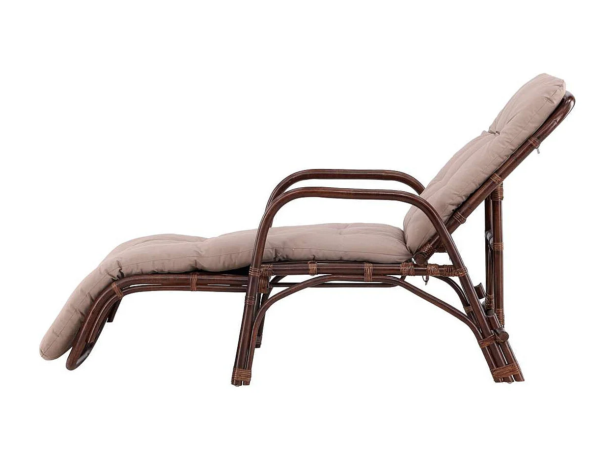 Chaise Longue en Rotin "Nella" 177cm Noyer