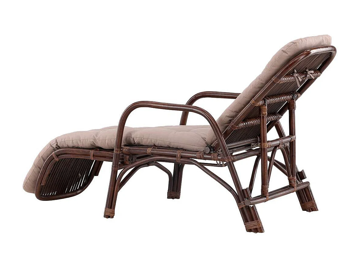 Chaise Longue en Rotin "Nella" 177cm Noyer