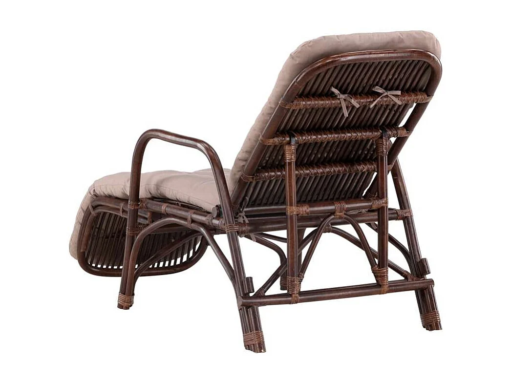 Chaise Longue en Rotin "Nella" 177cm Noyer