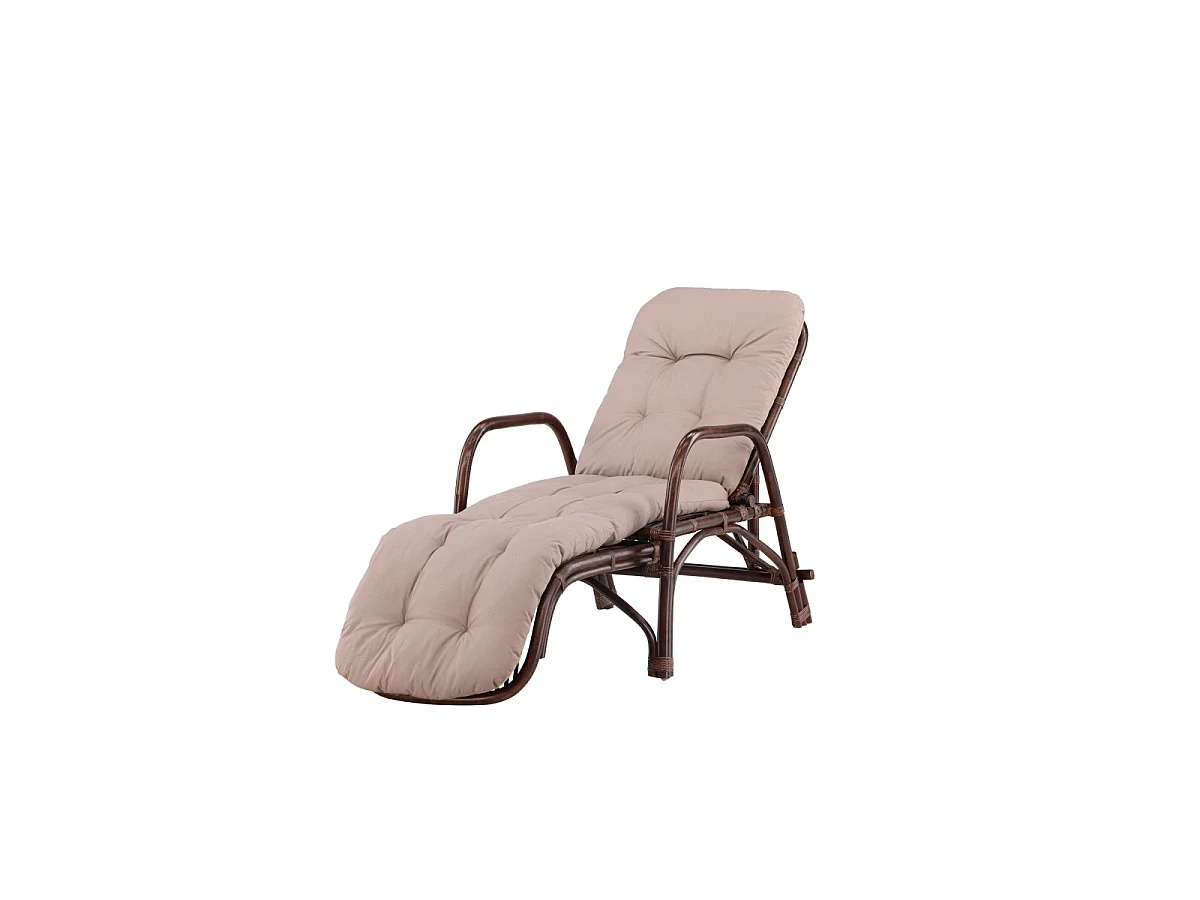 Chaise Longue en Rotin "Nella" 177cm Noyer