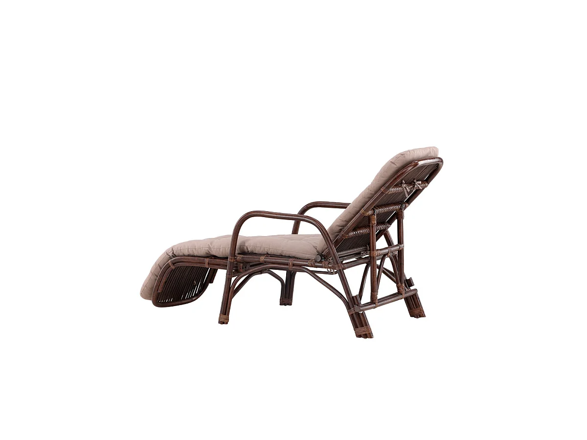 Chaise Longue en Rotin "Nella" 177cm Noyer