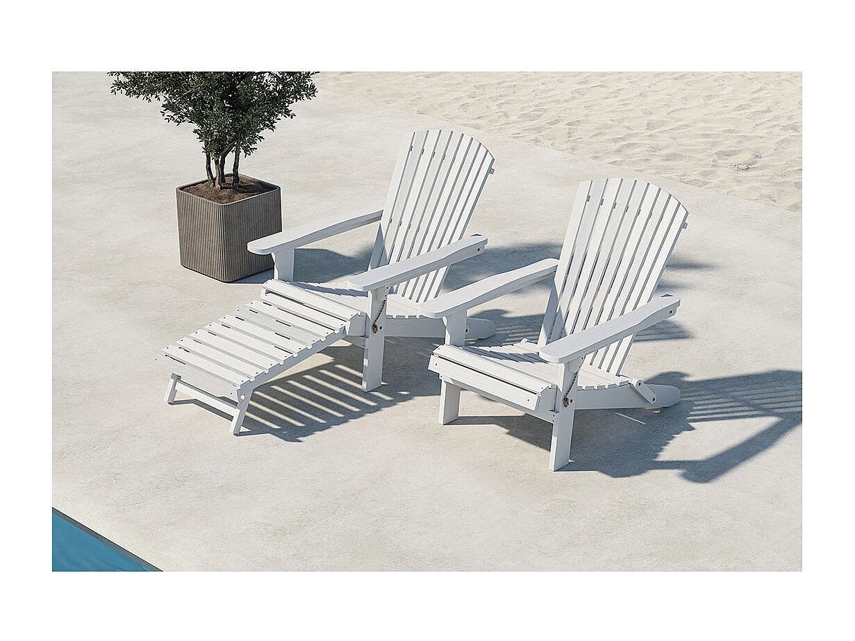 Tropeafauteuil lounge avec repose-pieds extensible blanc.