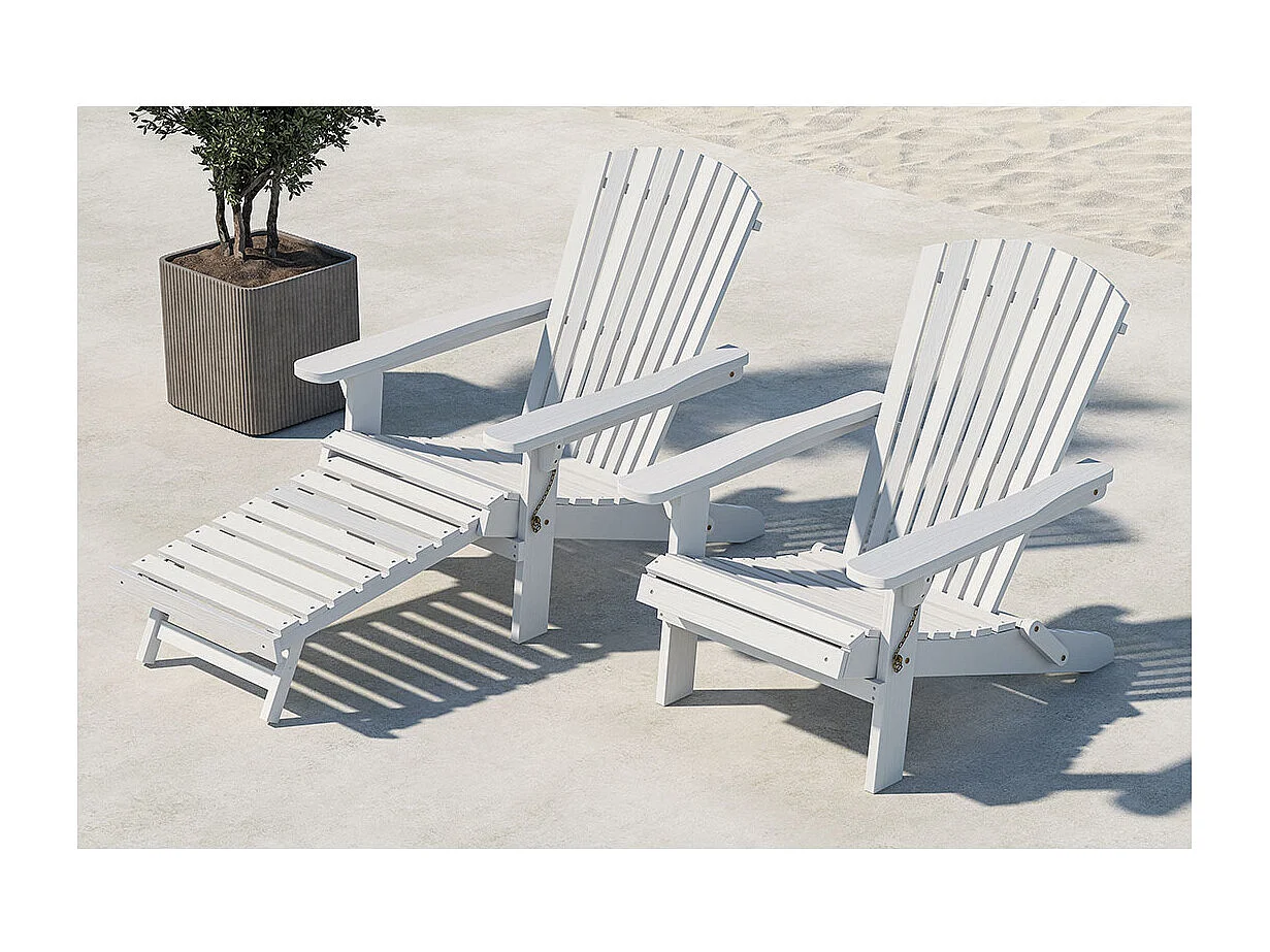 Tropeafauteuil lounge avec repose-pieds extensible blanc.