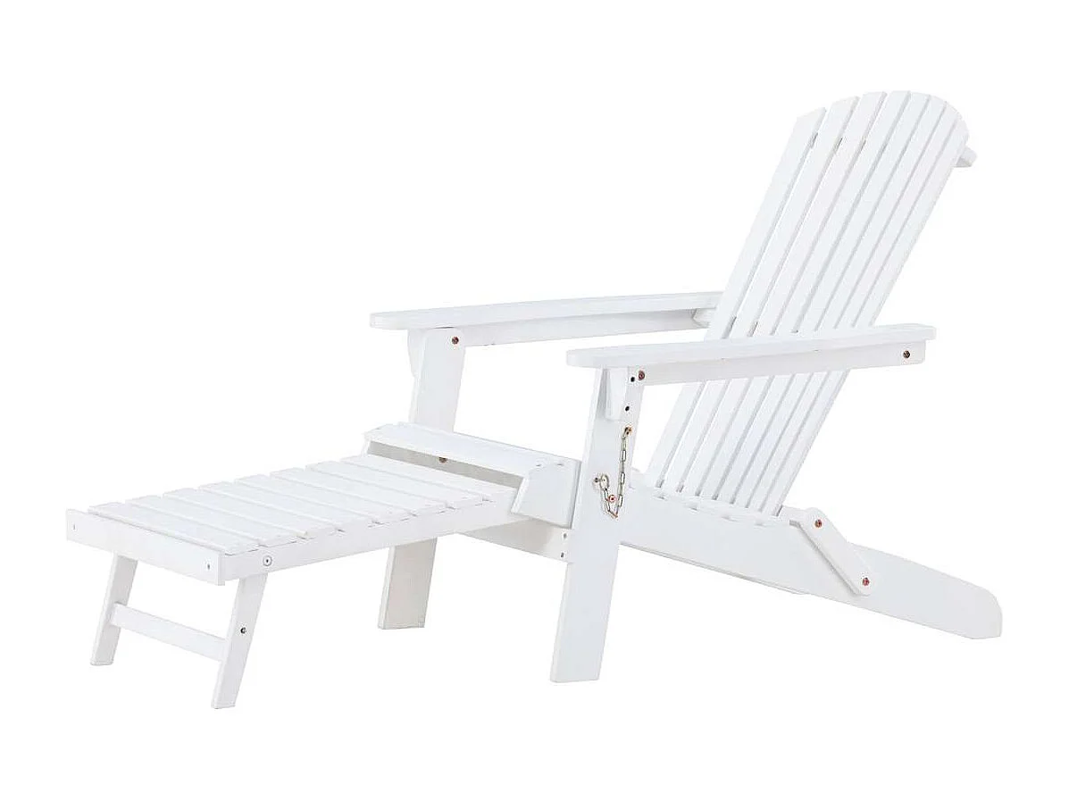 Tropeafauteuil lounge avec repose-pieds extensible blanc.