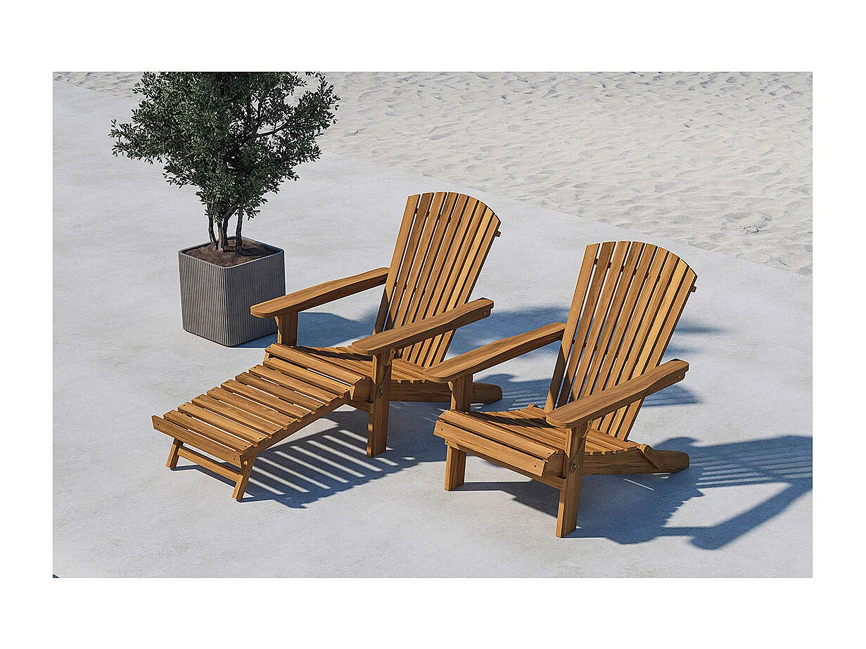 Tropeafauteuil lounge avec repose-pieds extensible naturel.