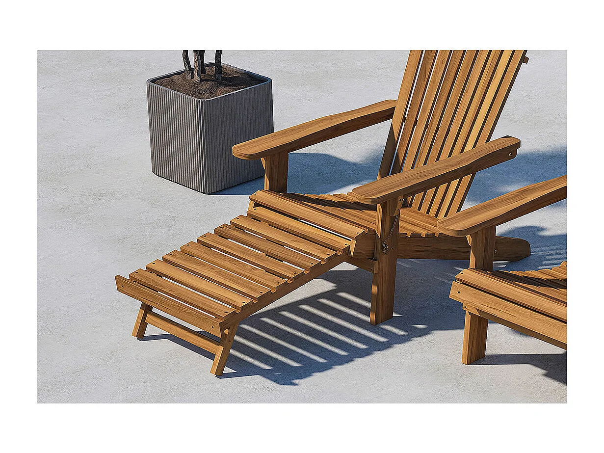 Tropeafauteuil lounge avec repose-pieds extensible naturel.