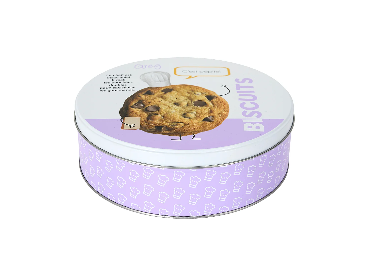 Boîte Métal - COOK CONCEPT - Ludique M8 - Ronde - Conservation - Violet et Blanc