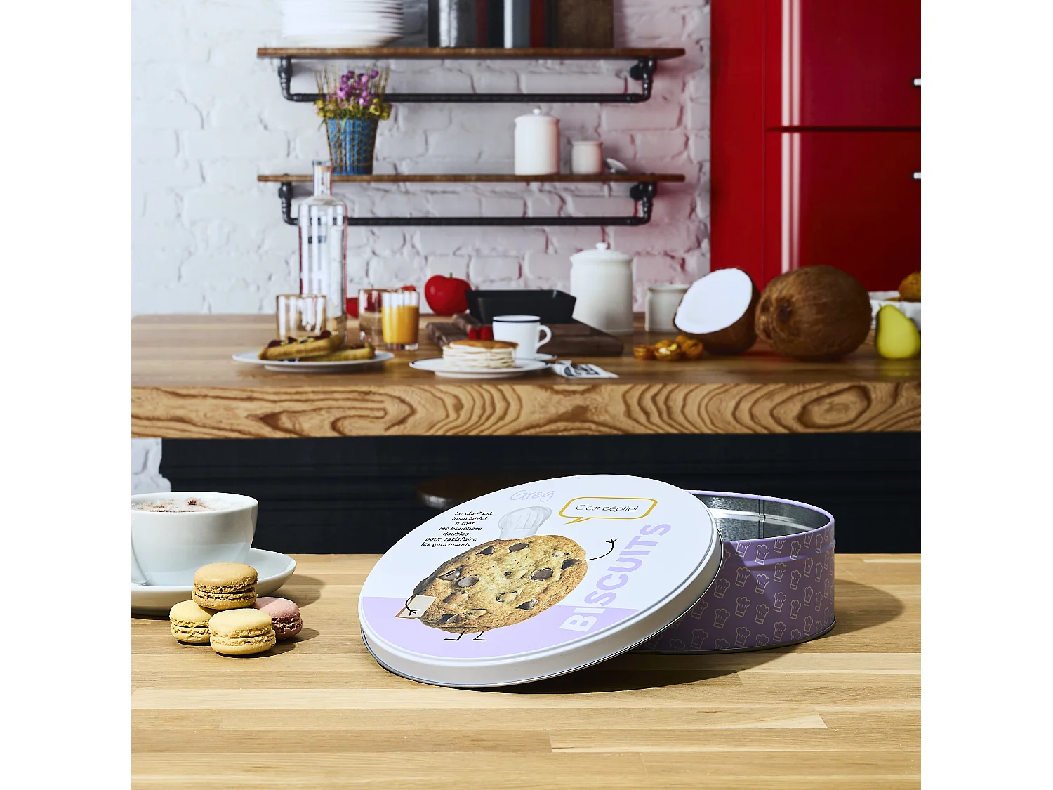 Boîte Métal - COOK CONCEPT - Ludique M8 - Ronde - Conservation - Violet et Blanc