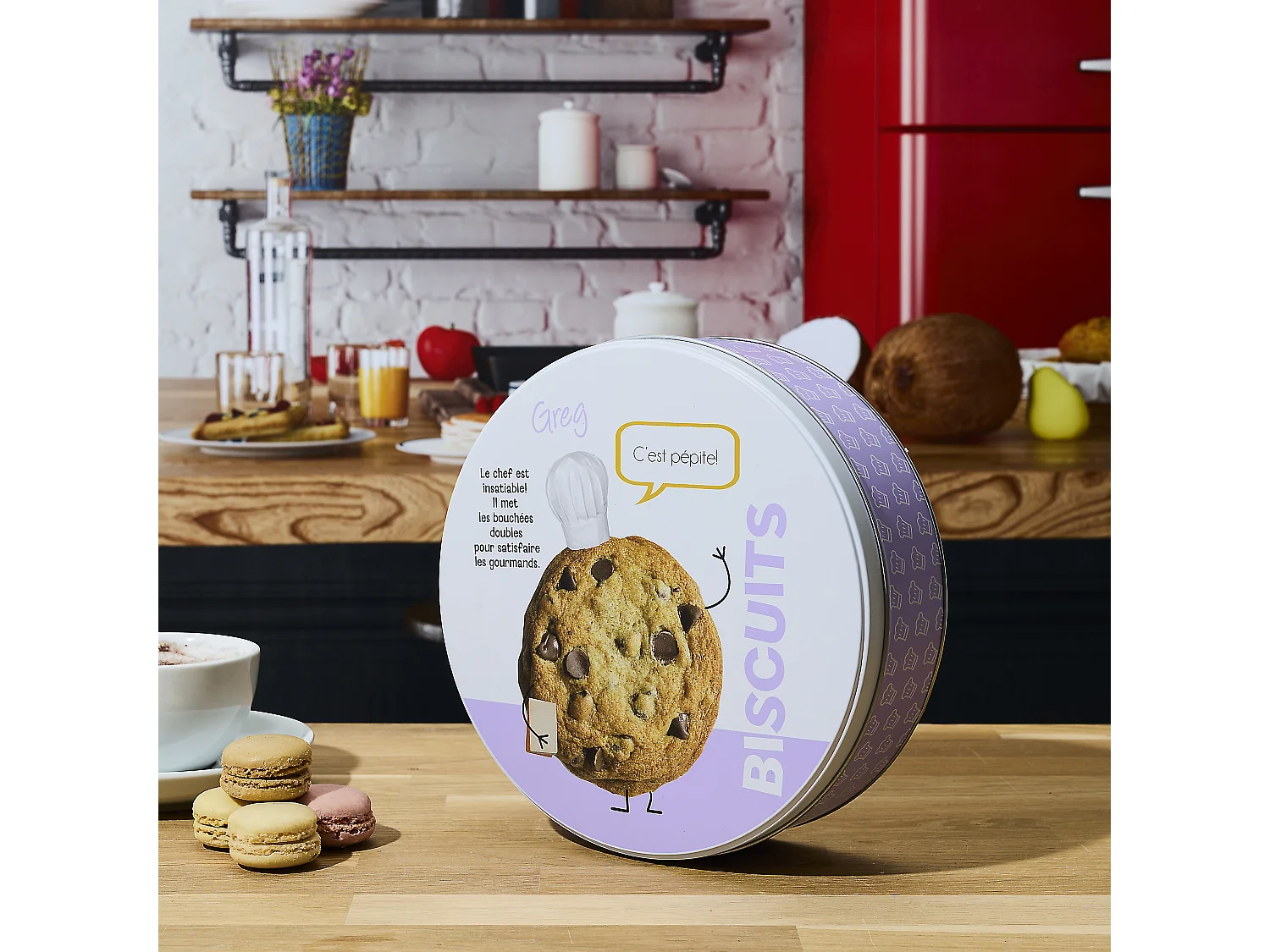 Boîte Métal - COOK CONCEPT - Ludique M8 - Ronde - Conservation - Violet et Blanc