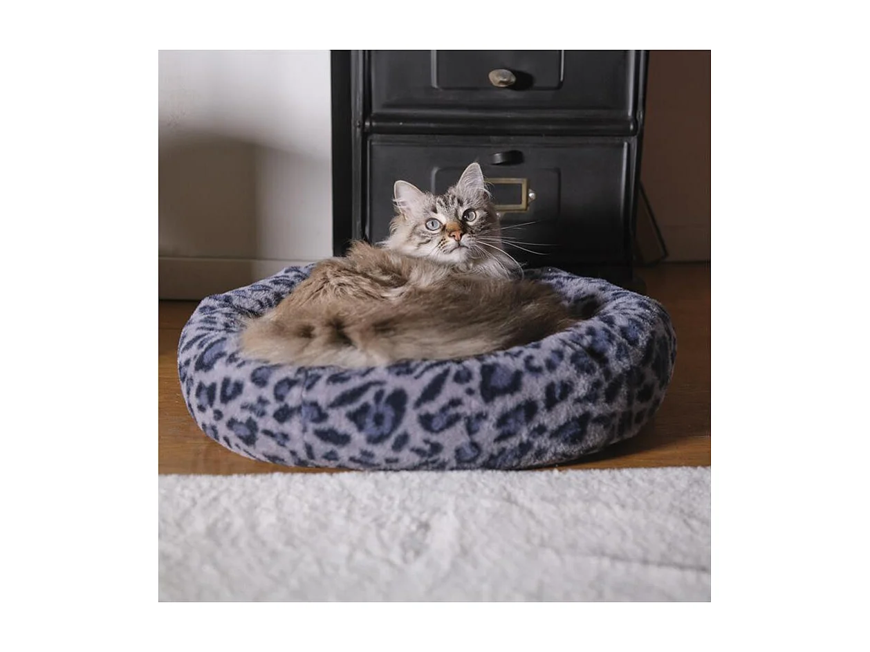 Coussin Lit pour Animaux "Léopard" 50cm Noir & Gris