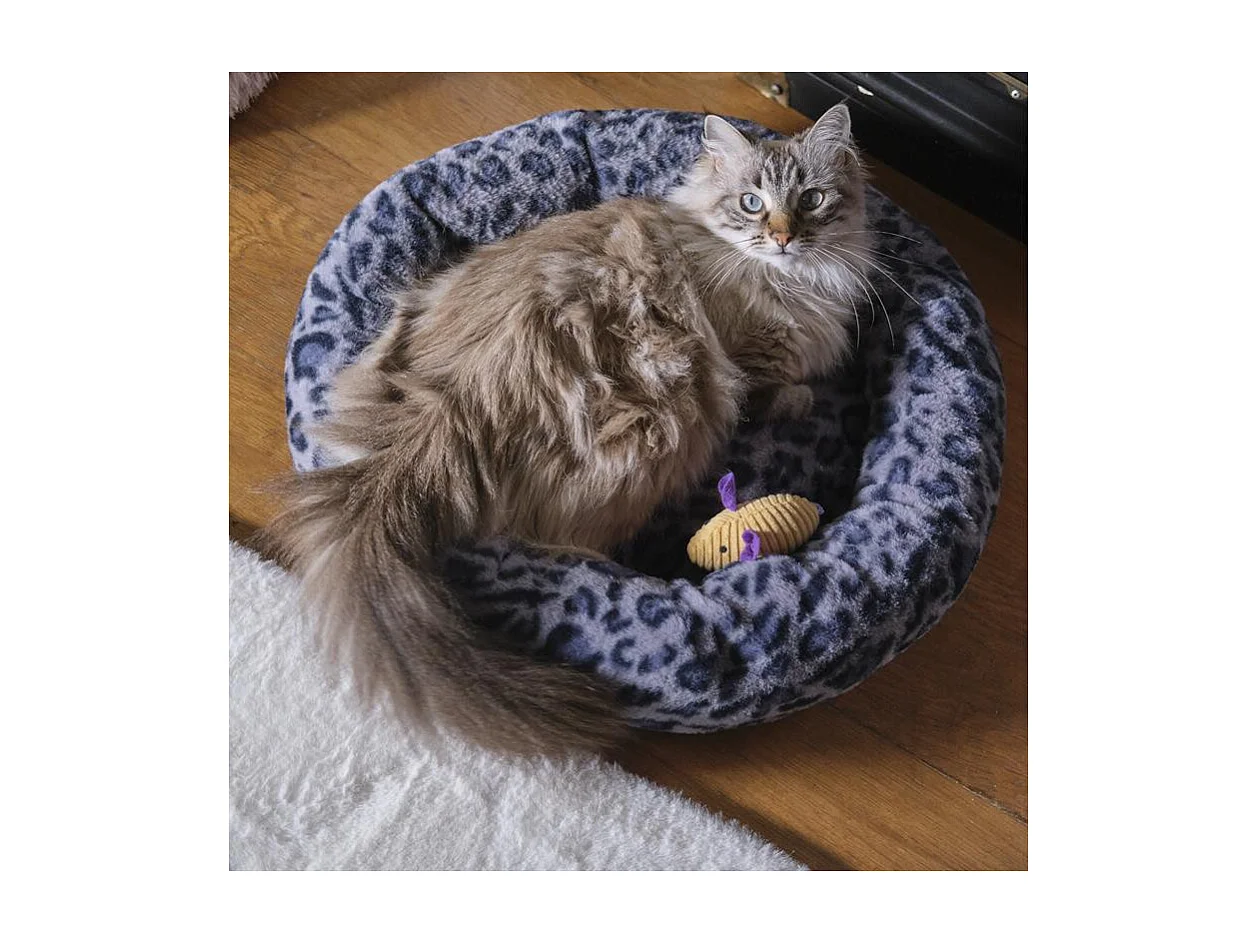 Coussin Lit pour Animaux "Léopard" 50cm Noir & Gris