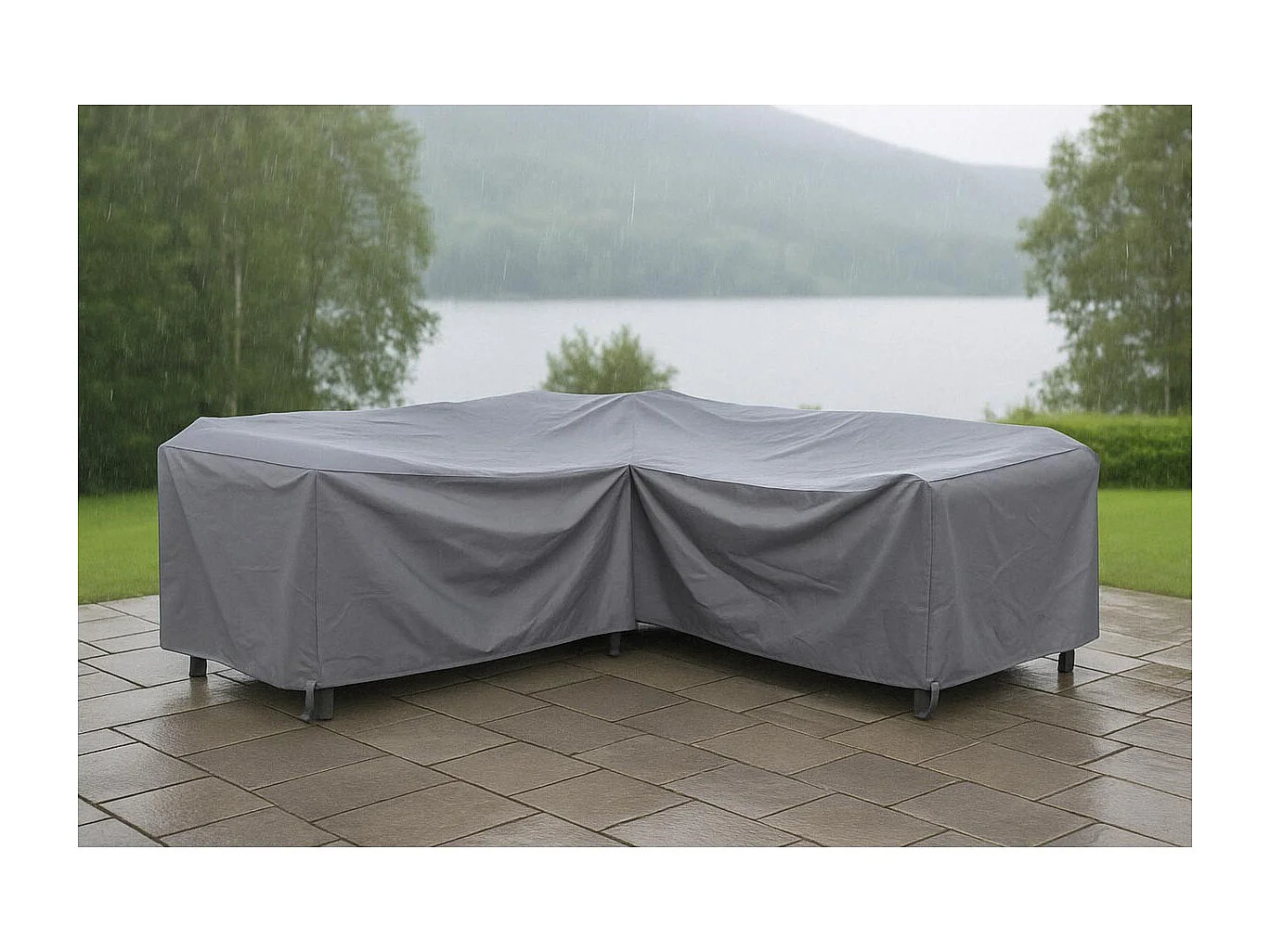 Furnco hoes voor tuinmeubelen L-vormig 203x203x80x86cm grijs.