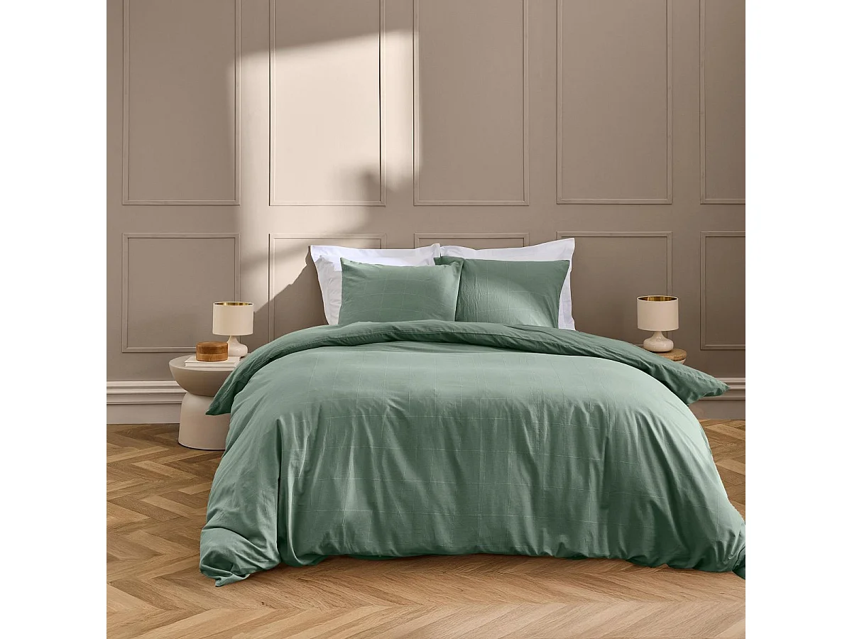 Parure de Lit 3 Pièces "Linella" 240x220cm Sauge