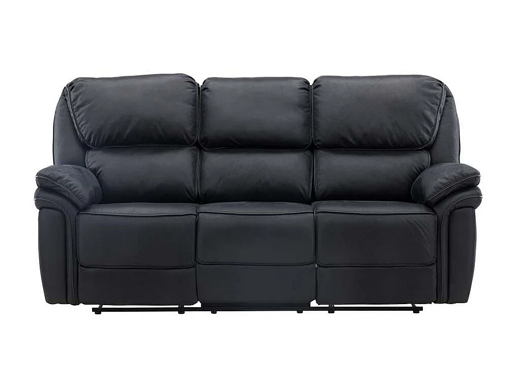 Saranda canapé 3 personnes, fauteuil inclinable électrique avec repose-pieds noir.