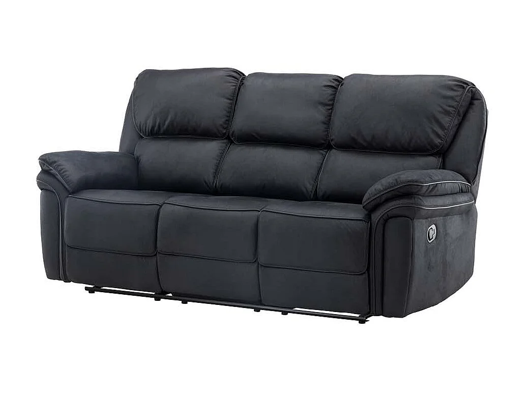 Saranda canapé 3 personnes, fauteuil inclinable électrique avec repose-pieds noir.