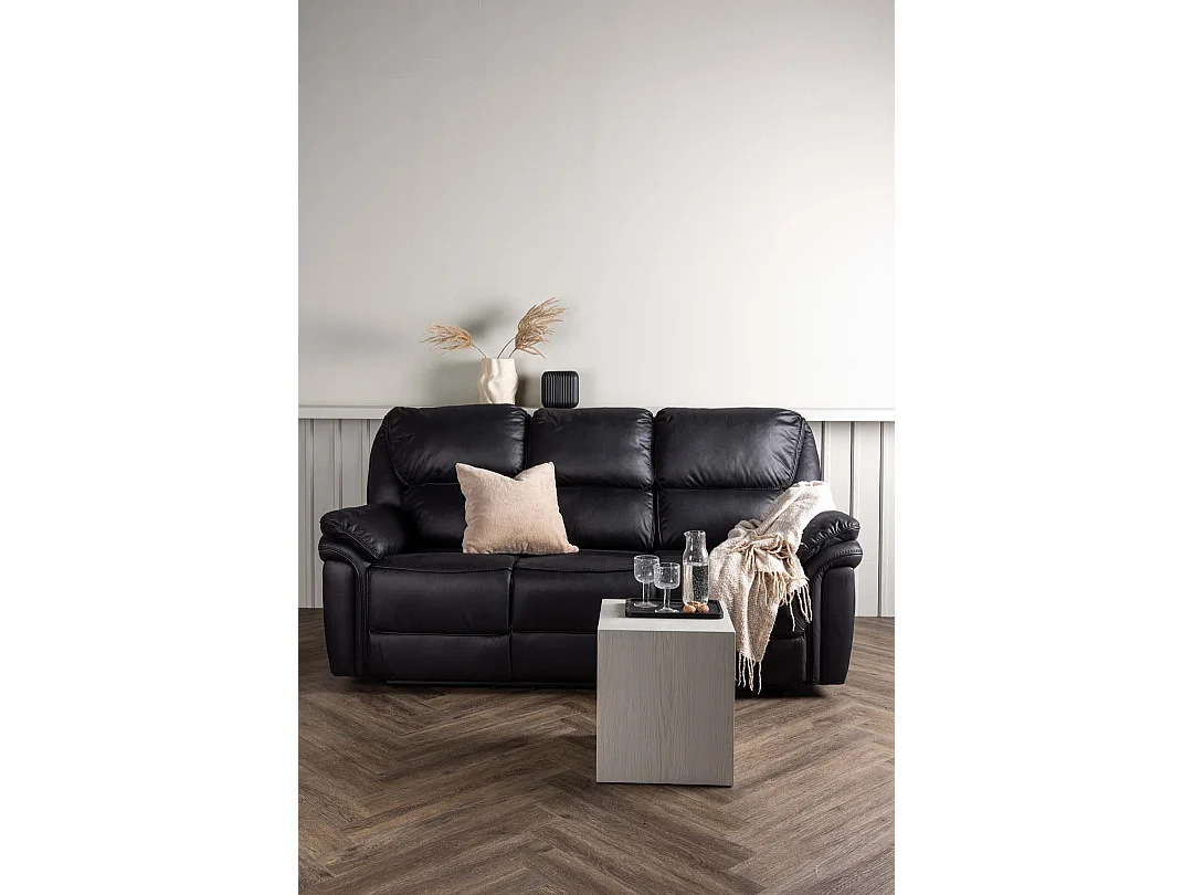 Saranda canapé 3 personnes, fauteuil inclinable électrique avec repose-pieds noir.