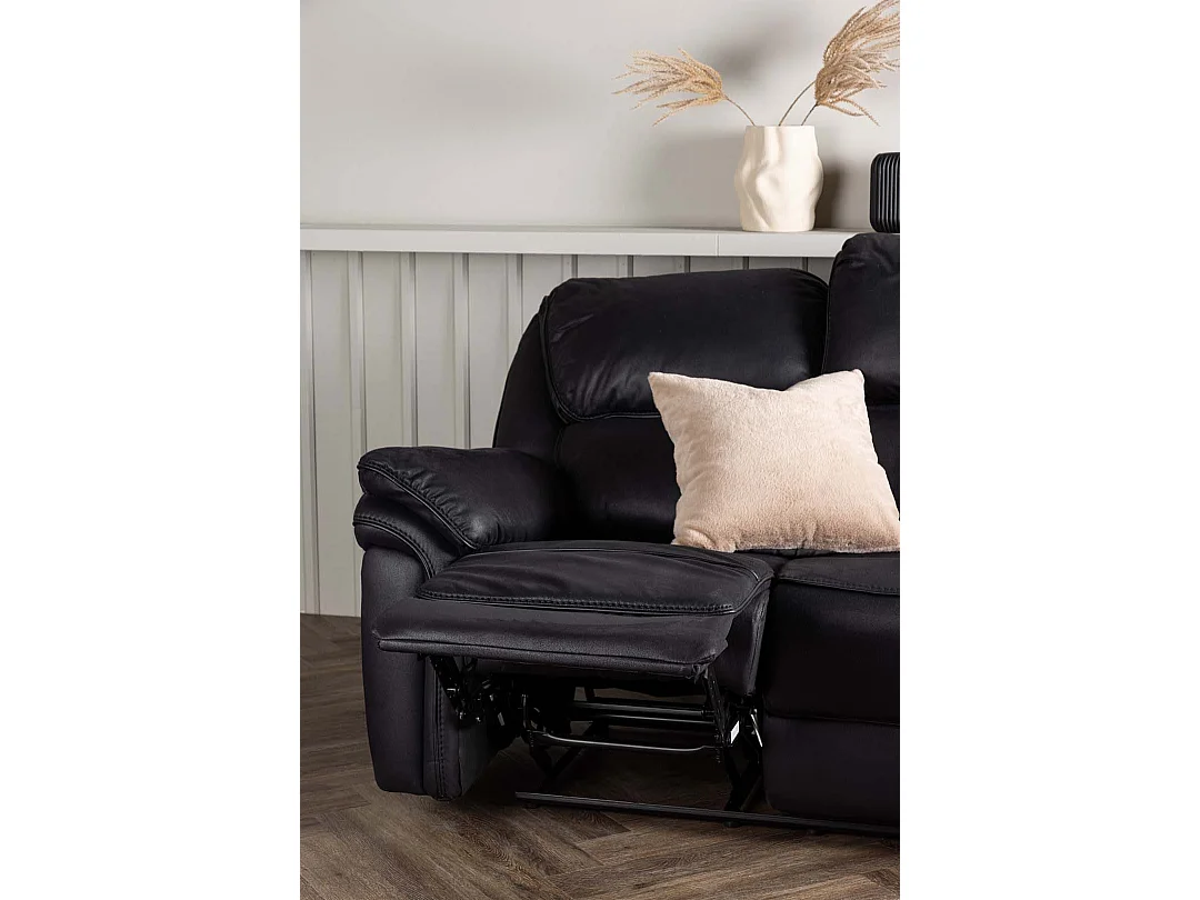 Saranda canapé 3 personnes, fauteuil inclinable électrique avec repose-pieds noir.