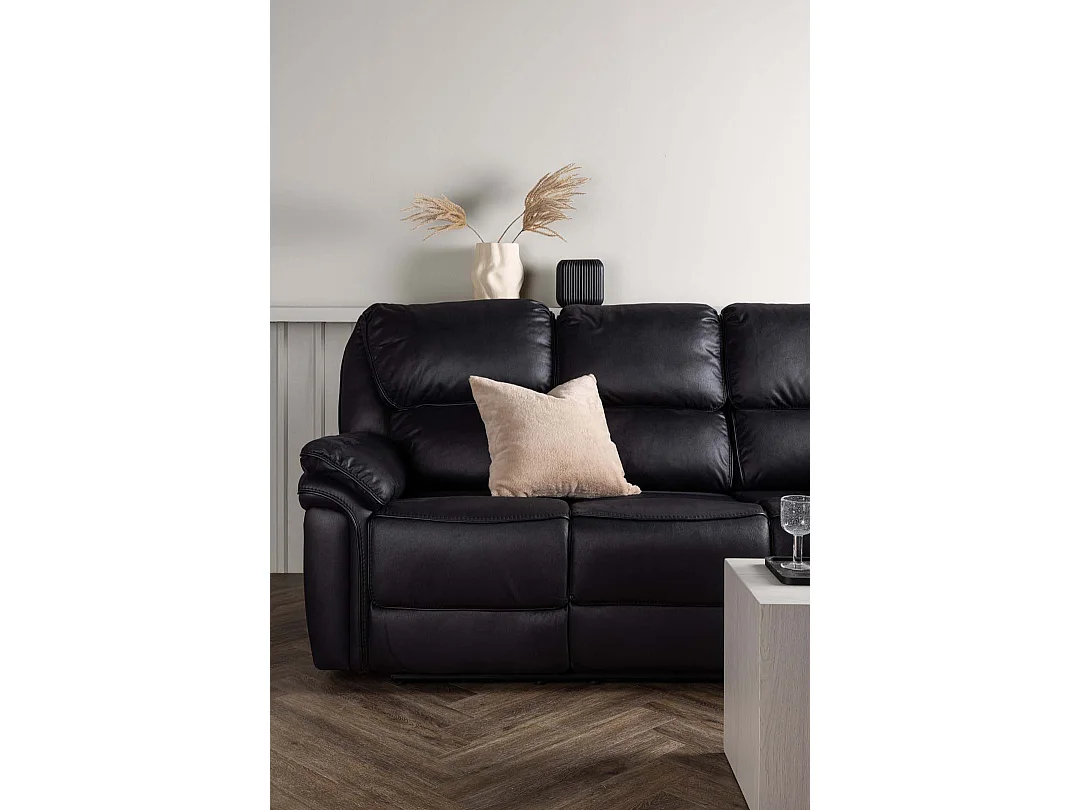 Saranda canapé 3 personnes, fauteuil inclinable électrique avec repose-pieds noir.