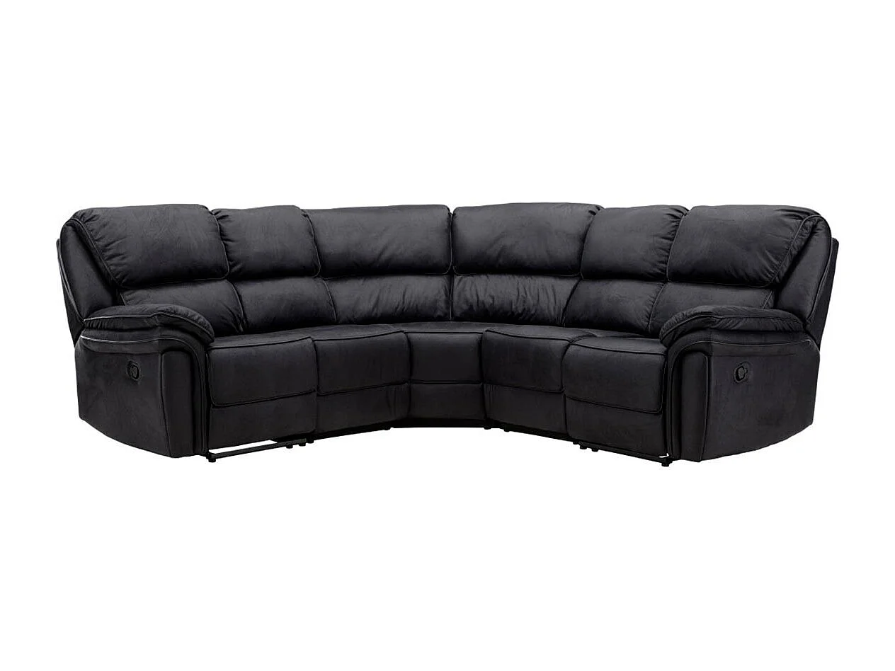 Saranda Ecksofa, elektrischer Recliner mit Fußstütze schwarz.