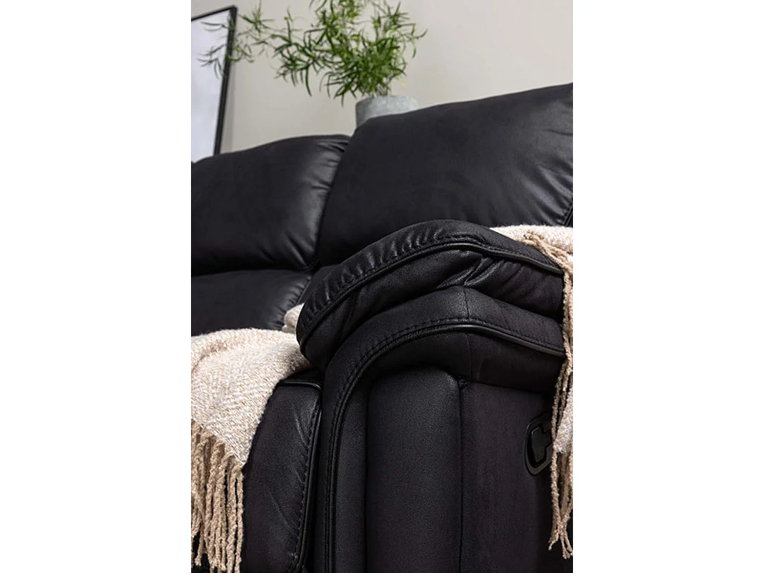 Saranda Ecksofa, elektrischer Recliner mit Fußstütze schwarz.