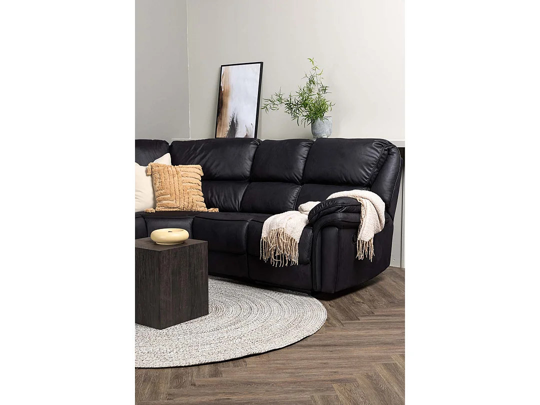 Saranda Ecksofa, elektrischer Recliner mit Fußstütze schwarz.