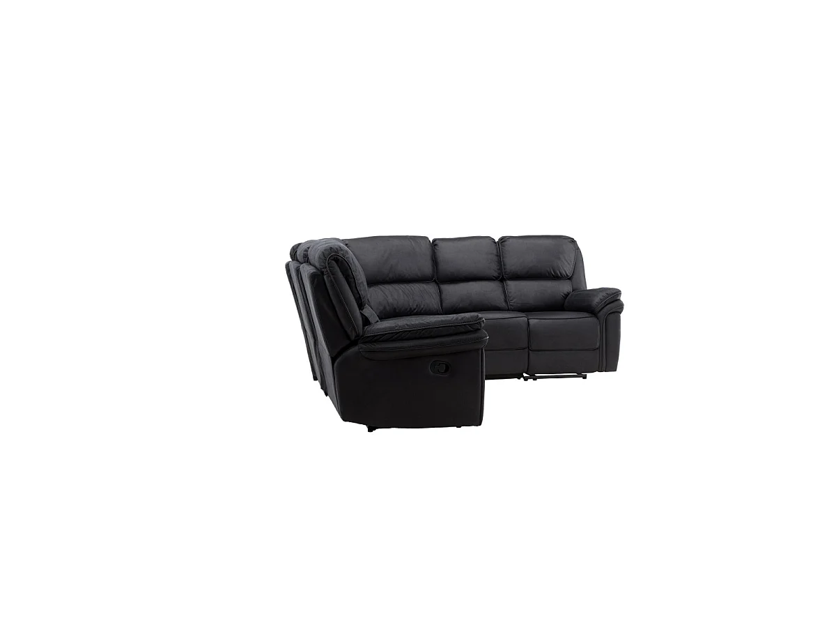 Saranda Ecksofa, elektrischer Recliner mit Fußstütze schwarz.