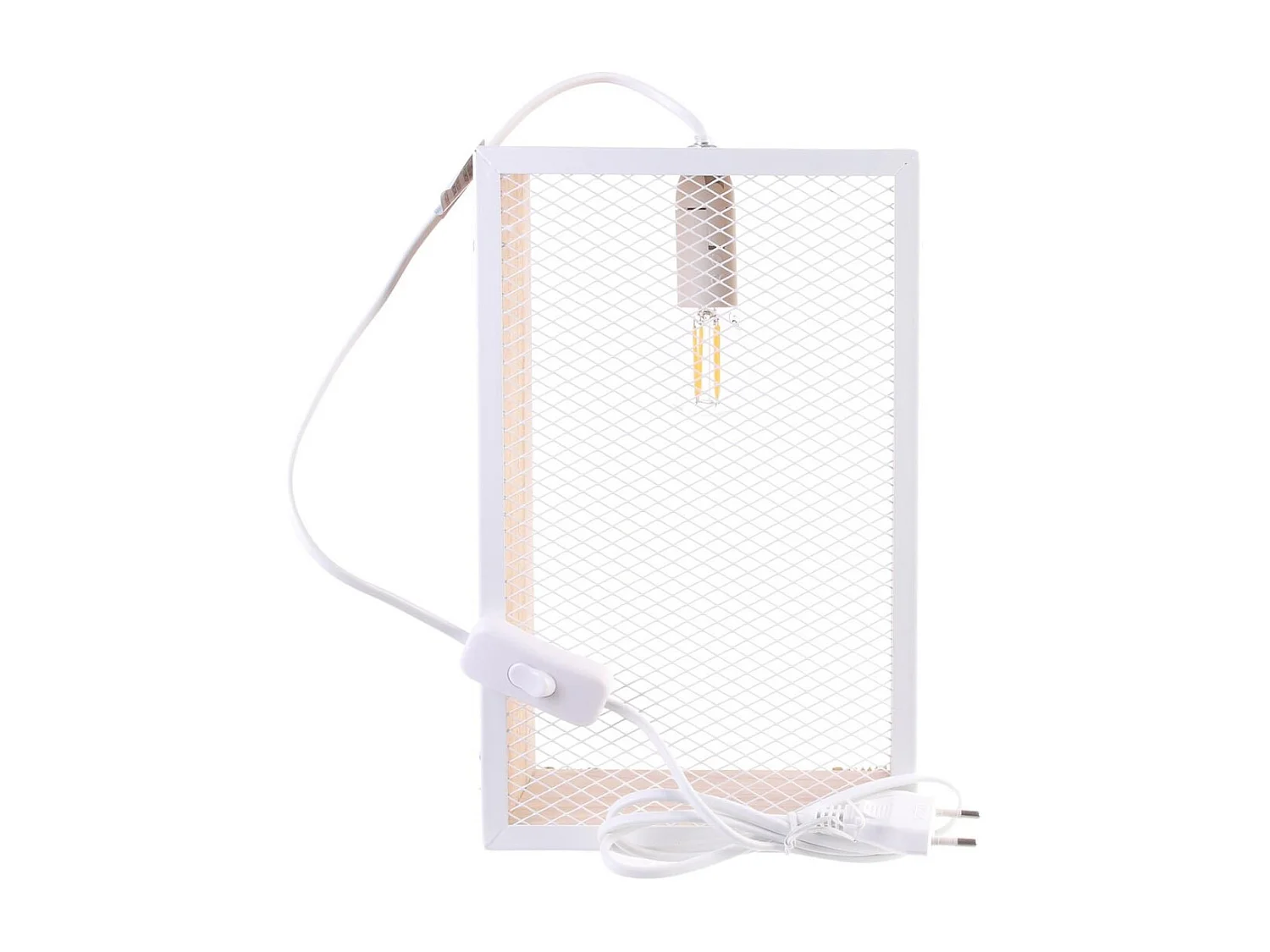 Lampe à Poser Bois & Métal "Cadre" 29cm Blanc & Naturel