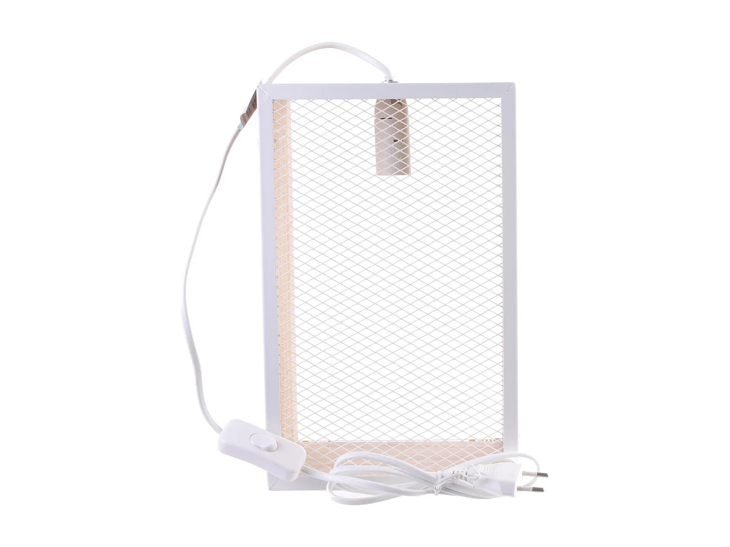 Lampe à Poser Bois & Métal "Cadre" 29cm Blanc & Naturel