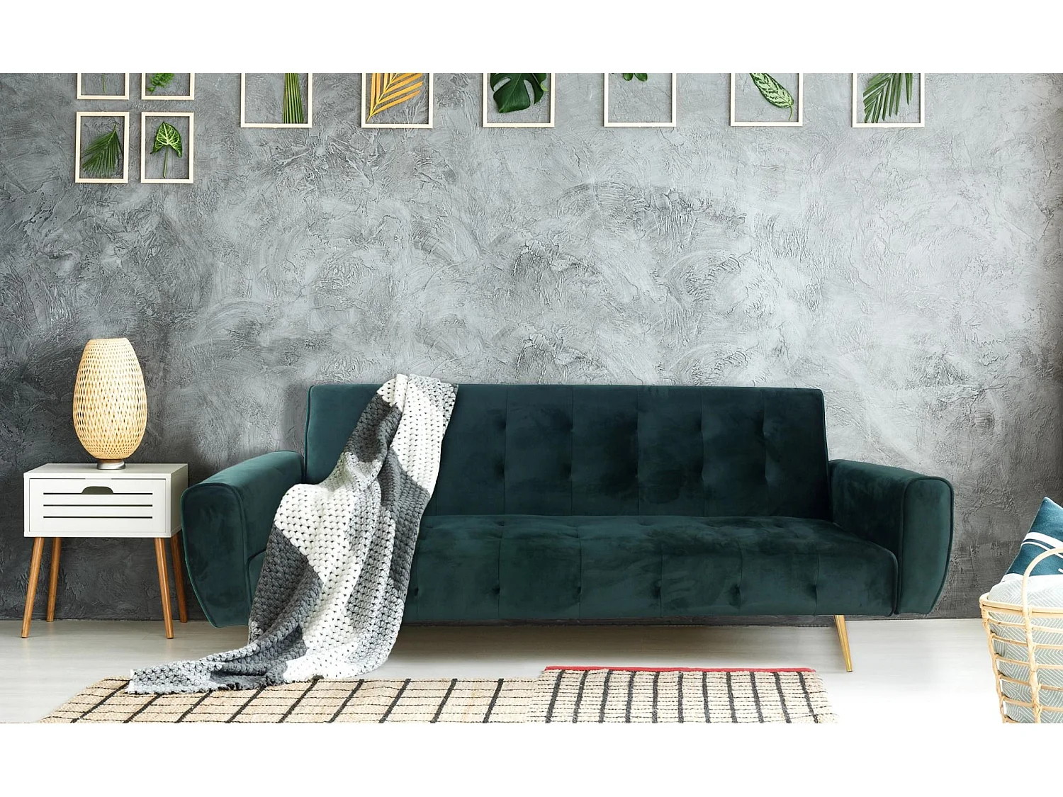 Canapé Convertible Scandinave "Porto" 213cm Vert