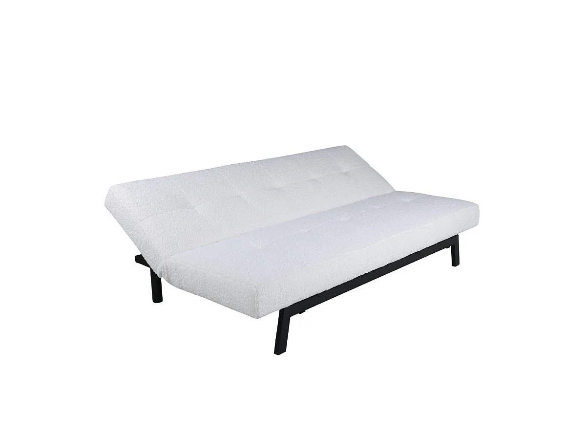 Canapé Convertible Bouclette "Bodil" 180cm Blanc