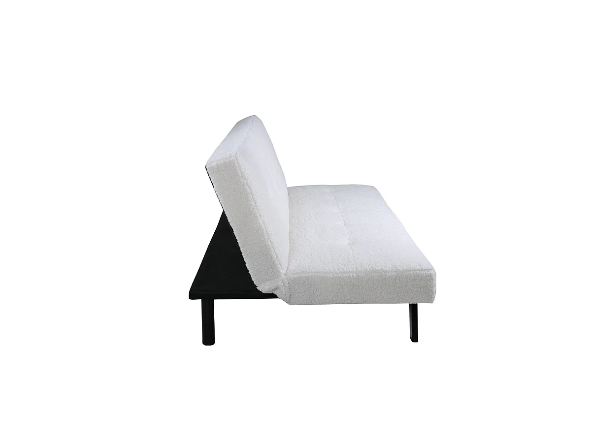 Canapé Convertible Bouclette "Bodil" 180cm Blanc