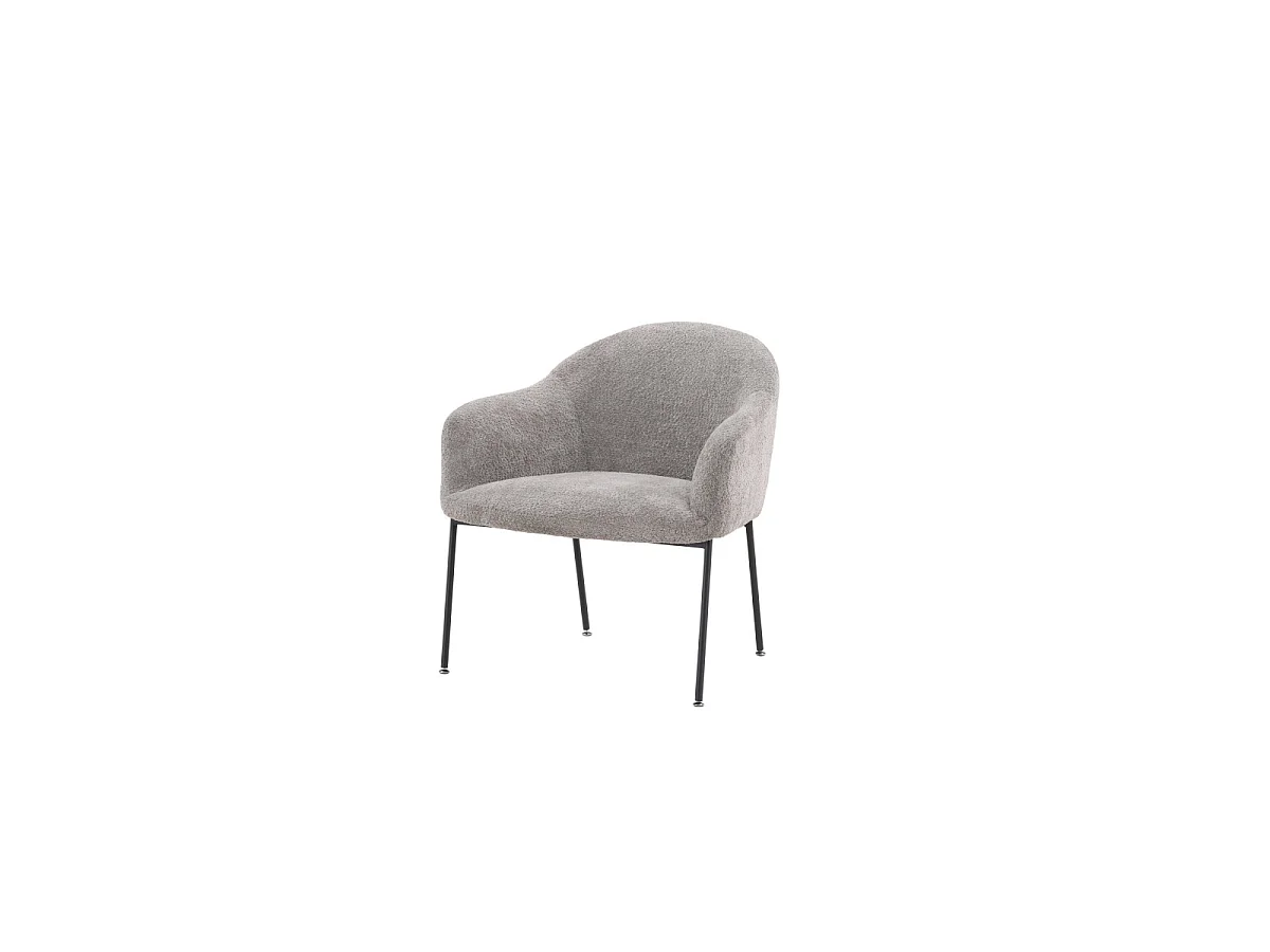 Fauteuil en Tissu Bouclette "Catania" 88cm Gris Clair